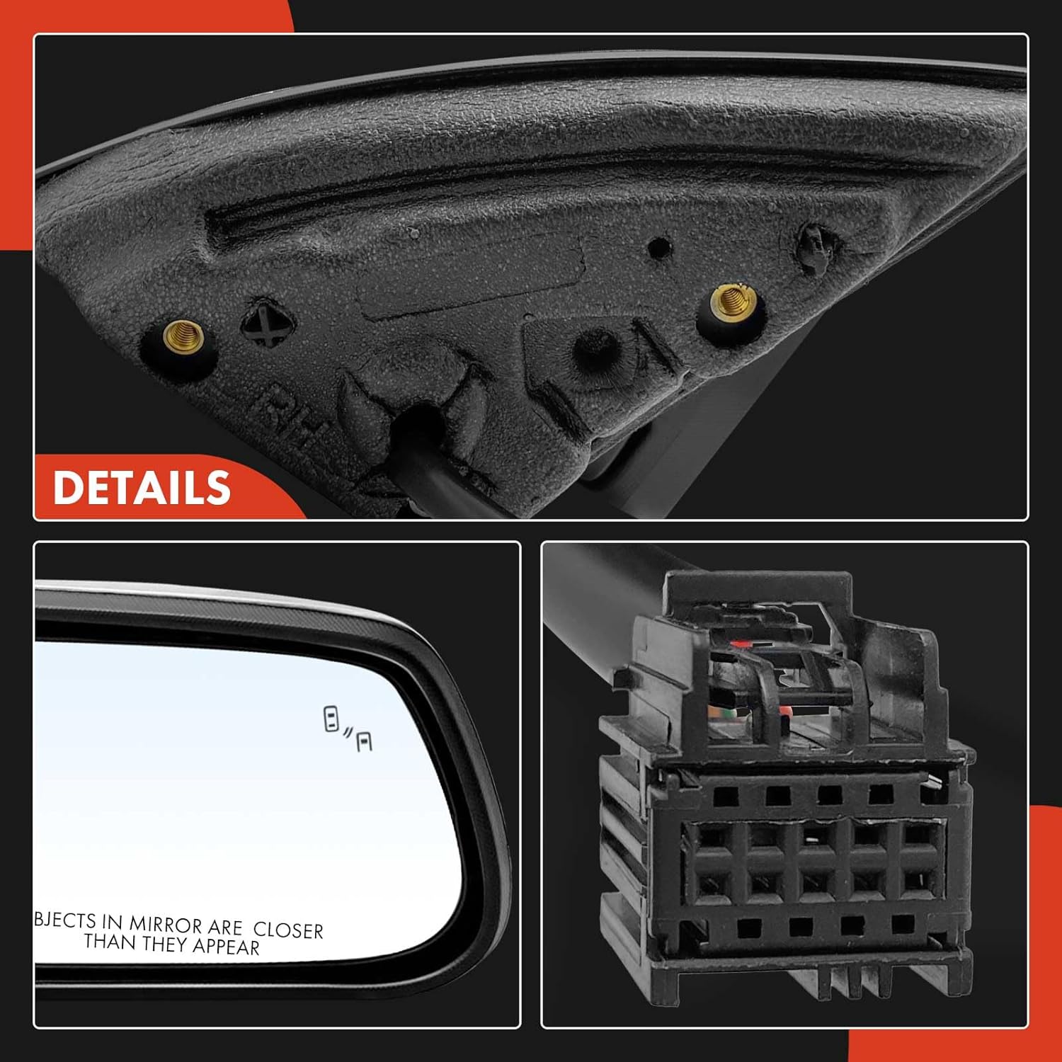 A-Premium Passenger Side Power Door Mirror - Compatible with Chevrolet Equinox & GMC Terrain, 2015-2017 - Heated Manual Folding Chrome Outside Rear View Mirror - Replace# 23467321