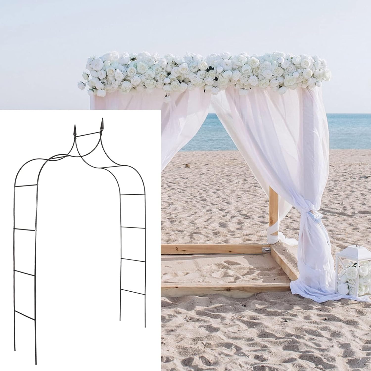 Metal Garden Arch - Outdoor Trellis for Climbing Plants, Flowers & Vines, Elegant Patio Arbor Decoration for Lawn & Backyard Landscaping