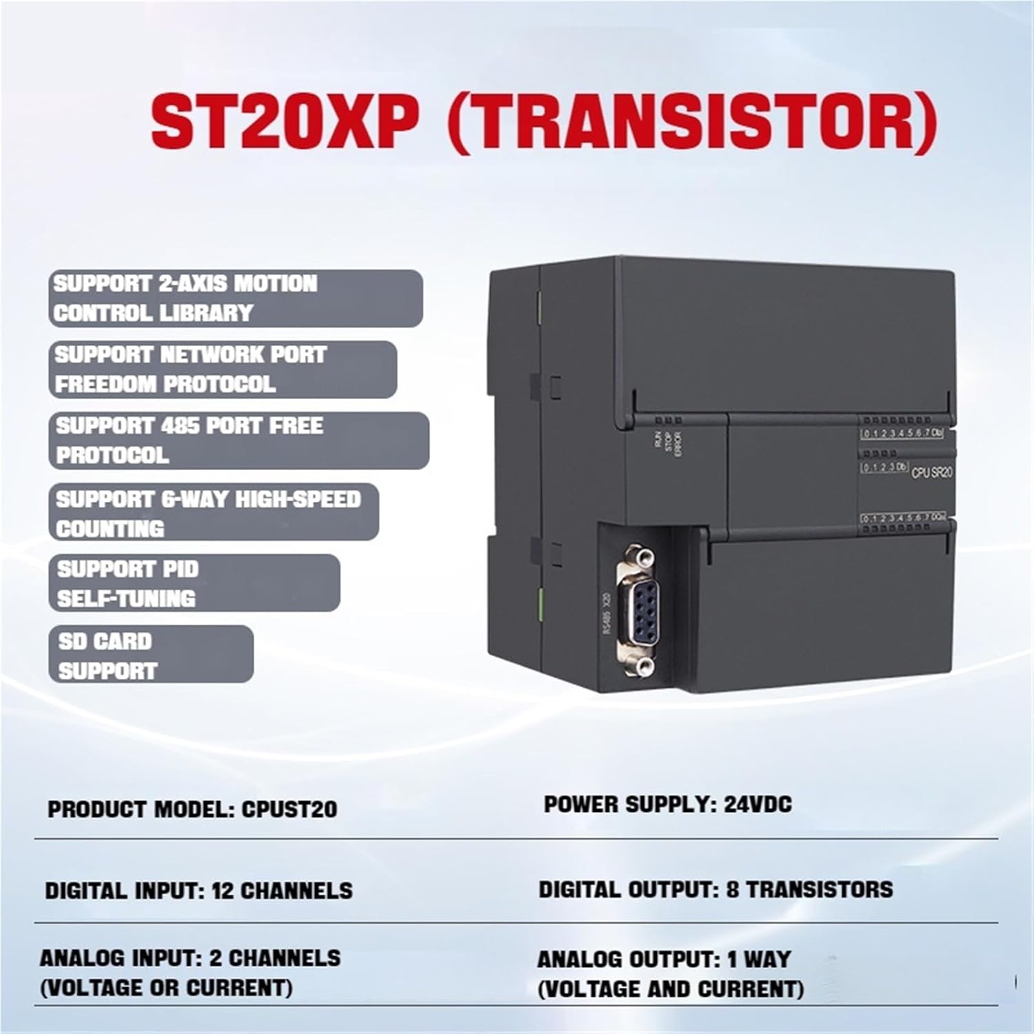 1pc S7-200SMART Compatible with Controller CPU SR20 ST30 SR30 ST40 Extensible Own Analog Input/Output(ST20XP)