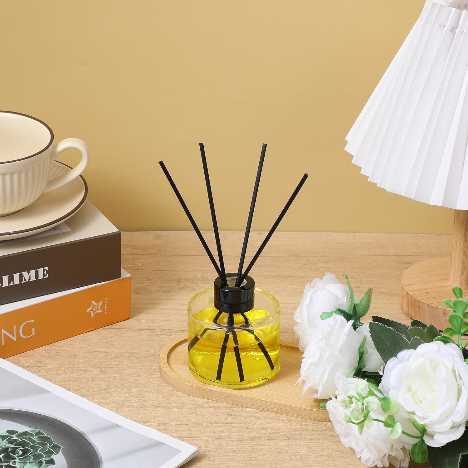 8 PCS Fragrance Glass Diffuser Bottles, Reed Diffuser Bottle with 40pcs Reeds Sticks & Black Caps & Funnel, Diffuser Jars for Home Oil Fragrance Decoration Girl Women Gift, 100ML