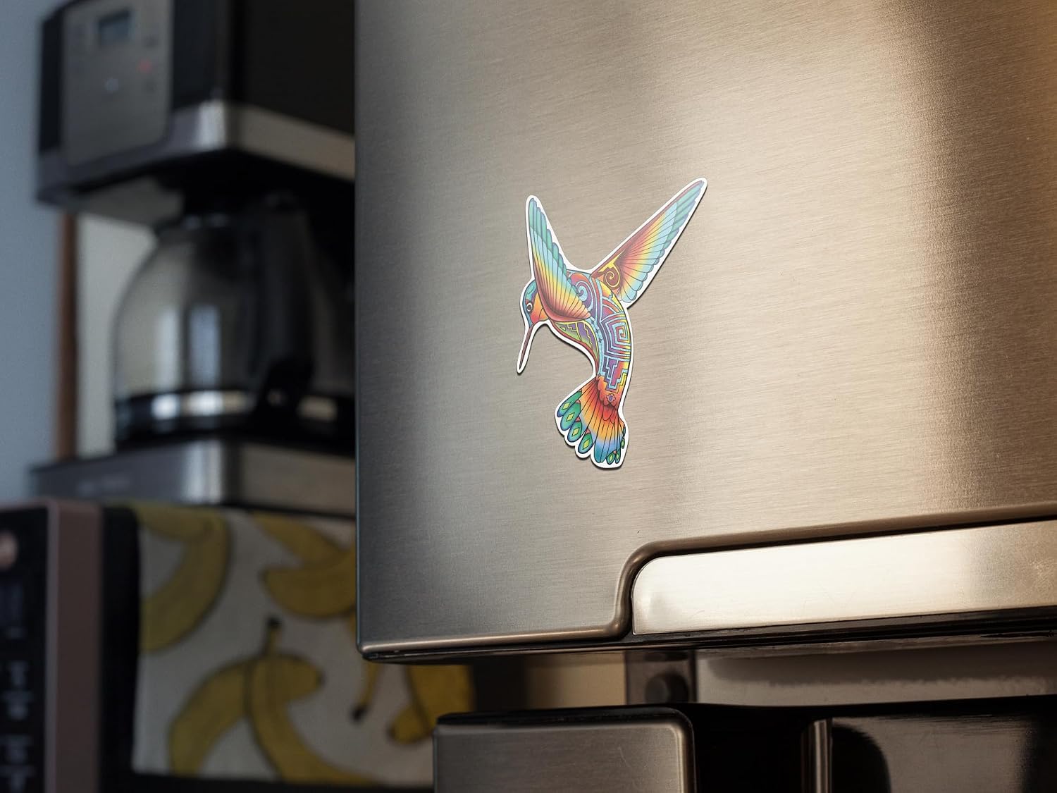 Hummingbird Colorful Refrigerator Magnet | UV Printed 4-Inch Kitchen Decor Accessory Featuring Stunning Bird Design for Bird Lovers and Those Who Appreciate Native American Art image 3