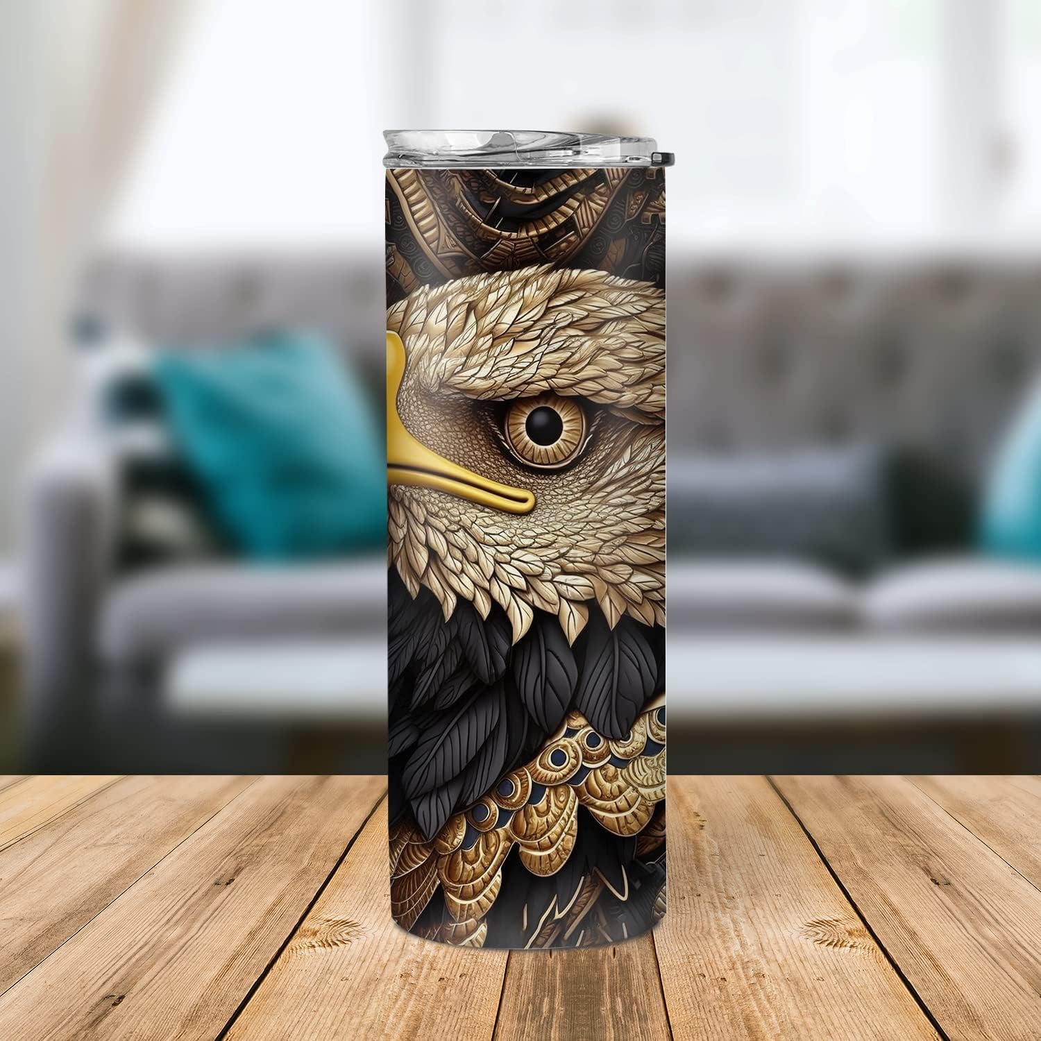 Hyturtle Personalized 2D Printed Eagle Skinny Tumbler - Birthday Mother's Day Gifts For Eagle Lover - Eagle Gifts for Women - Animal Lover Gifts - Custom Name 20oz Insulated Stainless Steel Tumbler