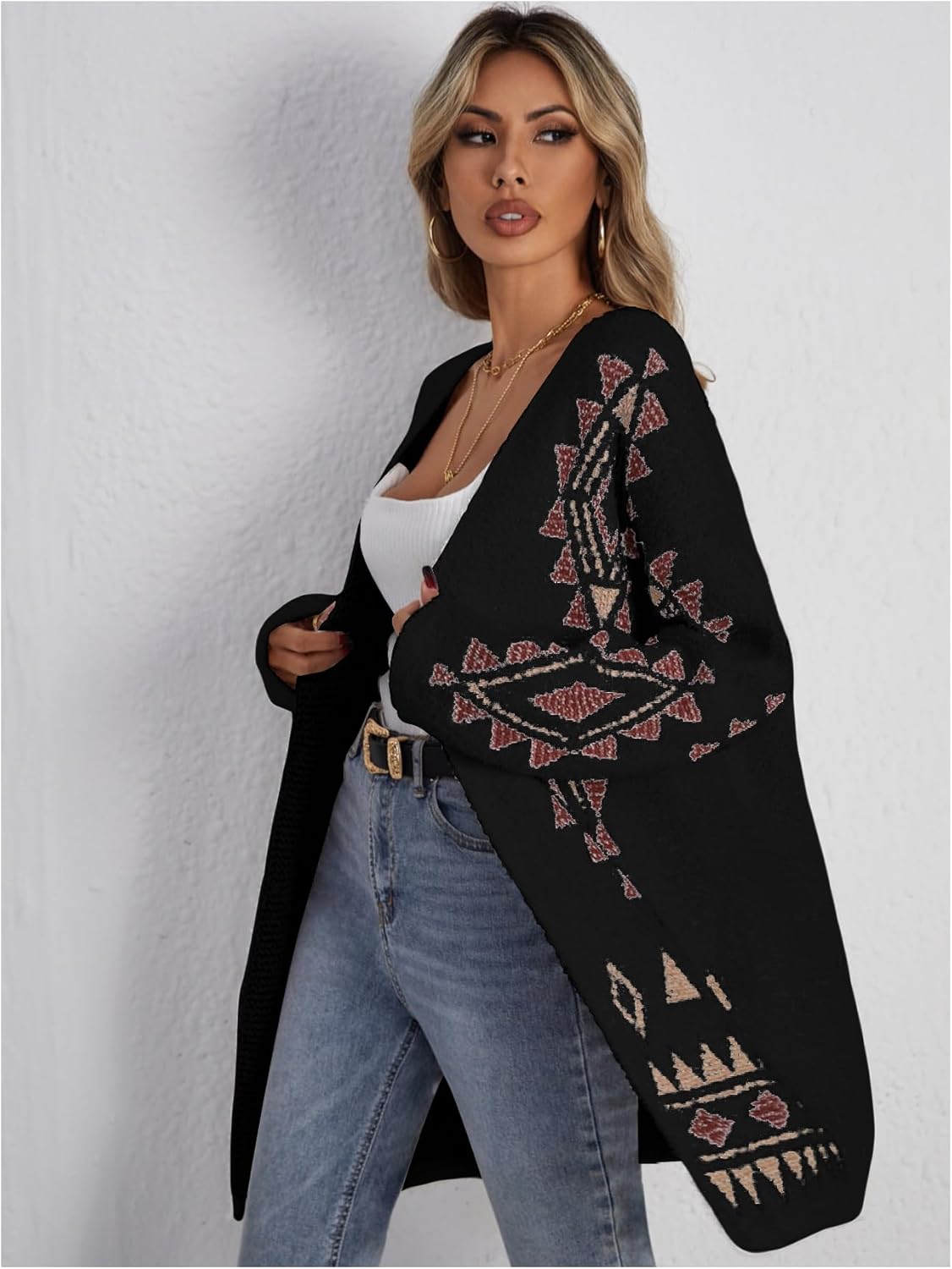 WDIRARA Women's Open Front Long Sleeve Long Cardigan Boho Chunky Sweaters Outwear Coats 2025 Fall Outfits