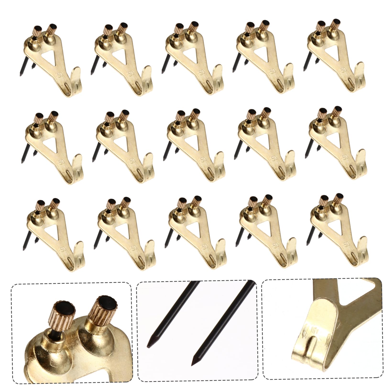 ARTIBETTER 3 Set Di Chiodi Di Supporto Per Telaio Robusti Ganci in Ottone Per Pareti Ufficio Galleria Facili Da Installare 20 Pezzi*3