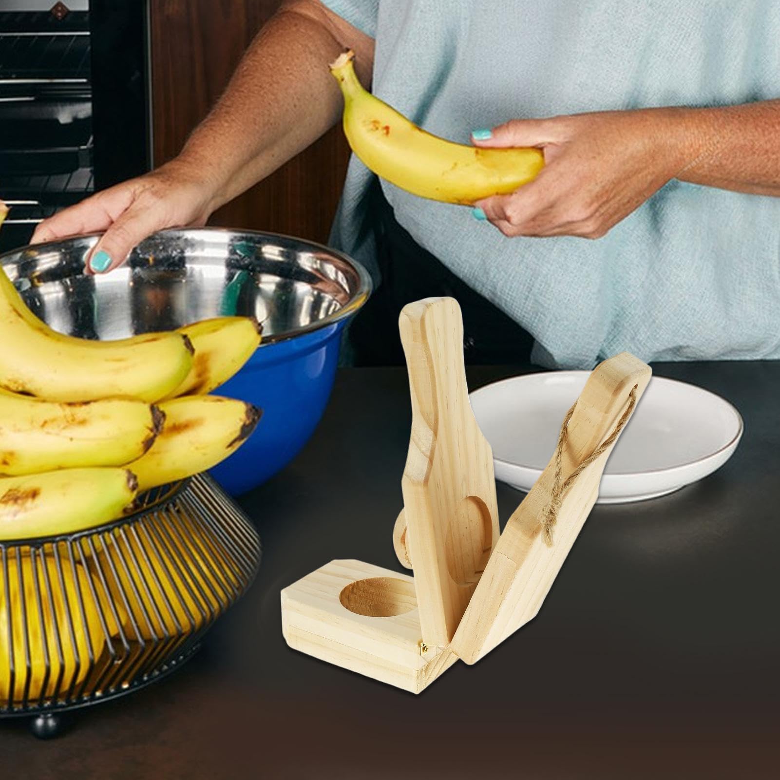 Presse à Écraser les Plantains,Presse en Bois pour Coupes de Bananes | Fabricant De Chips De Banane En Tasses - Pour La Cuisine La Cuisson Le Grill La Maison Le Camping La Fête Le Buffet La Préparatio