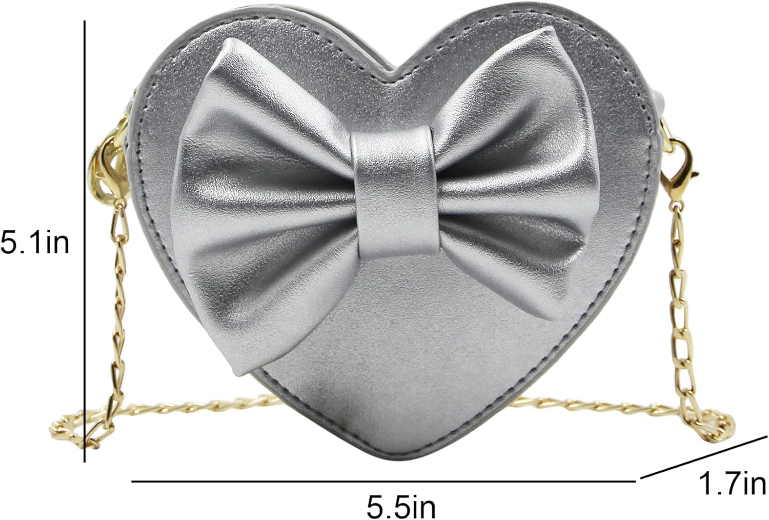 ZGMYC Cute Heart-shaped Crossbody Purse Bowknot Shoulder Bag Satchel for Little Girls Toddlers - Image 7