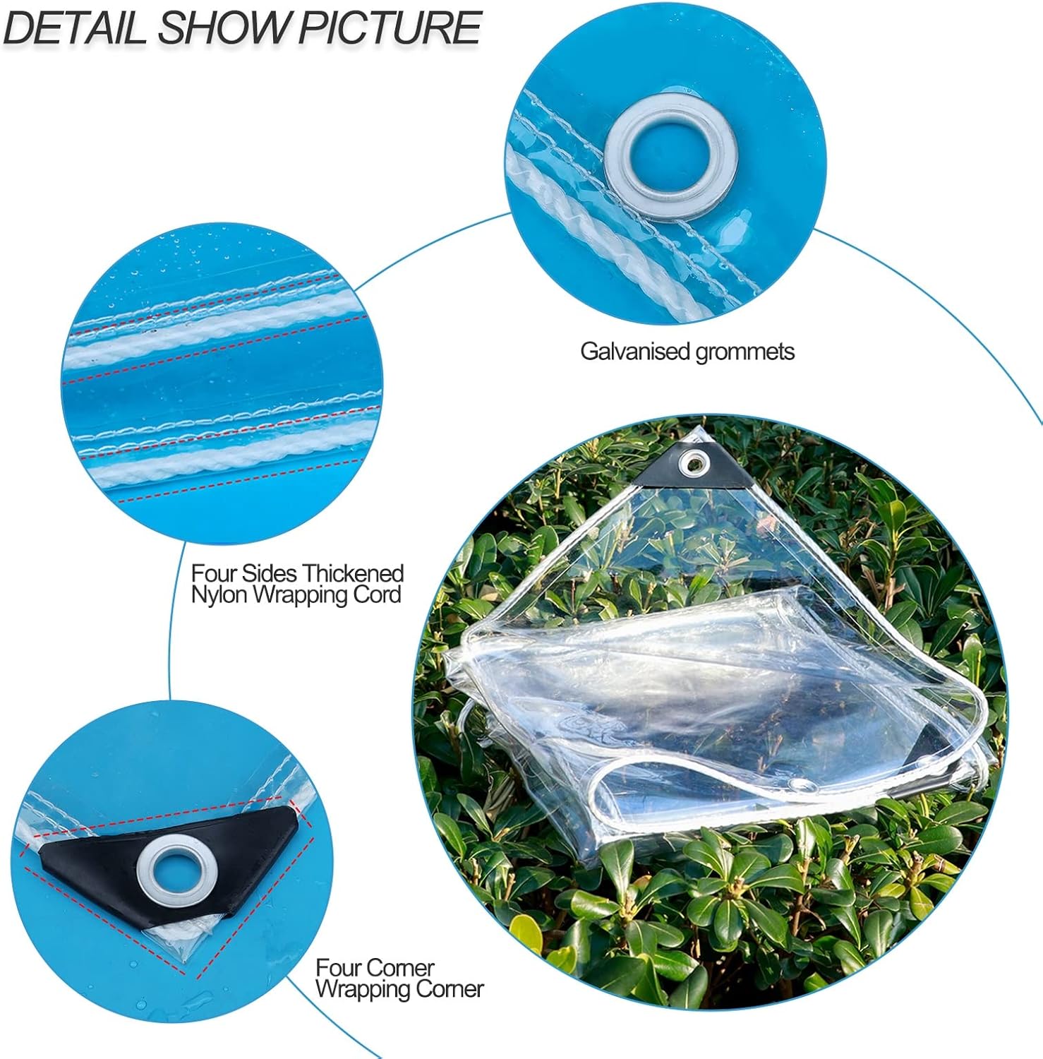 Heavy Duty Waterproof PVC Transparent Tarpaulin,Clear Tarp Cover,Waterproof Tarp Clear Tarpaulins Resistant Tear Proof Tarps with Metal Grommets Tarp Sheet (Size : 2x4m)