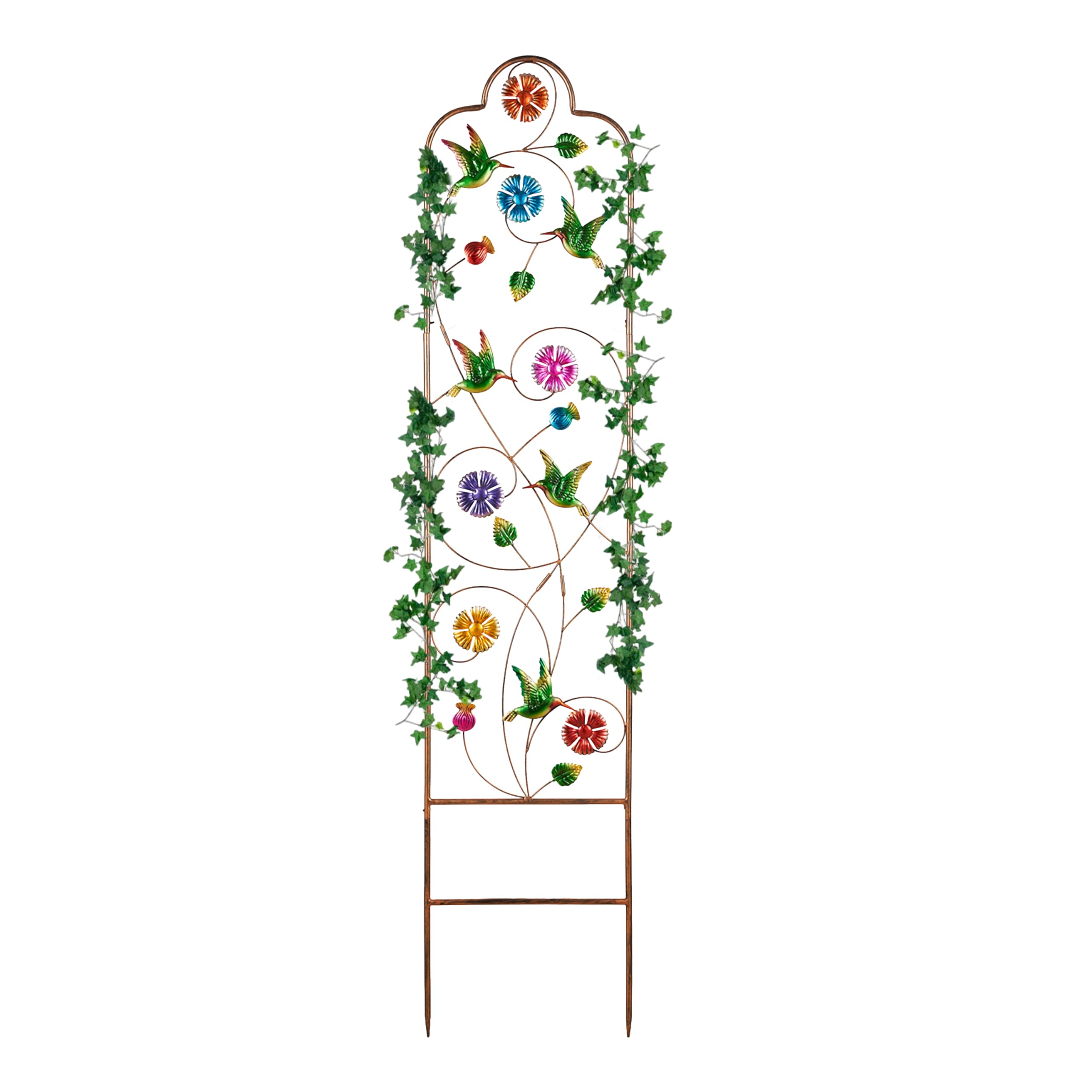 60”Trellis for Climbing Plants,1Pack Outdoor Garden Trellis Metal with Colorful Hummingbird Ideal for Climbing Plants Outdoor Decorative Metal Trellis