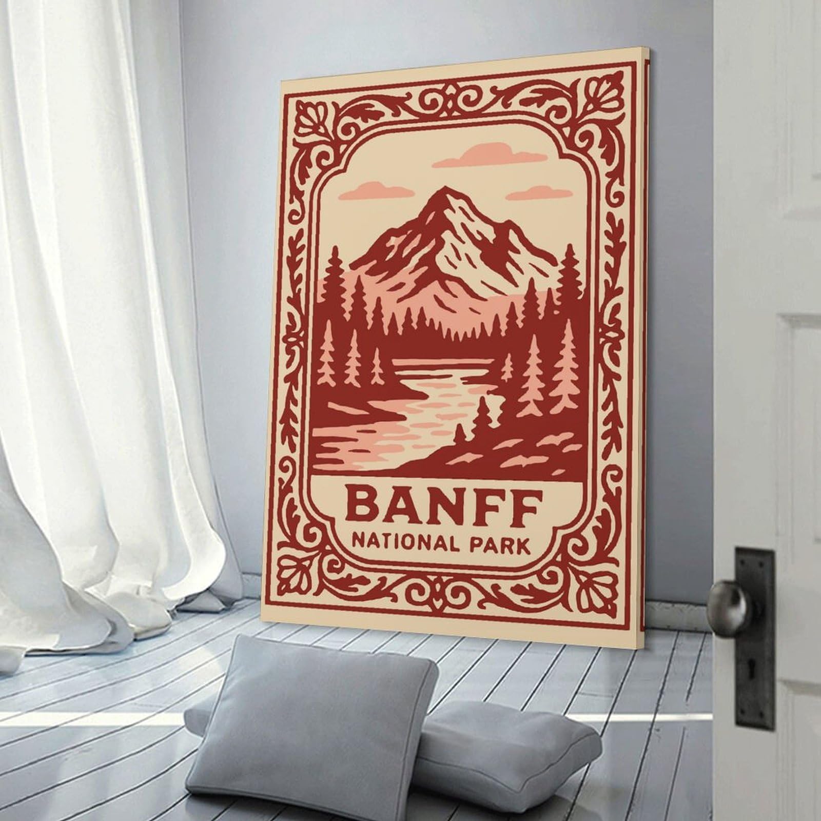 Junmoney Decorative Canvas Print Banff National Park Vintage (2), 08x12inch(20x30cm), for Office, Study Or Home Workspace, Decorative Artwork for Productive Spaces