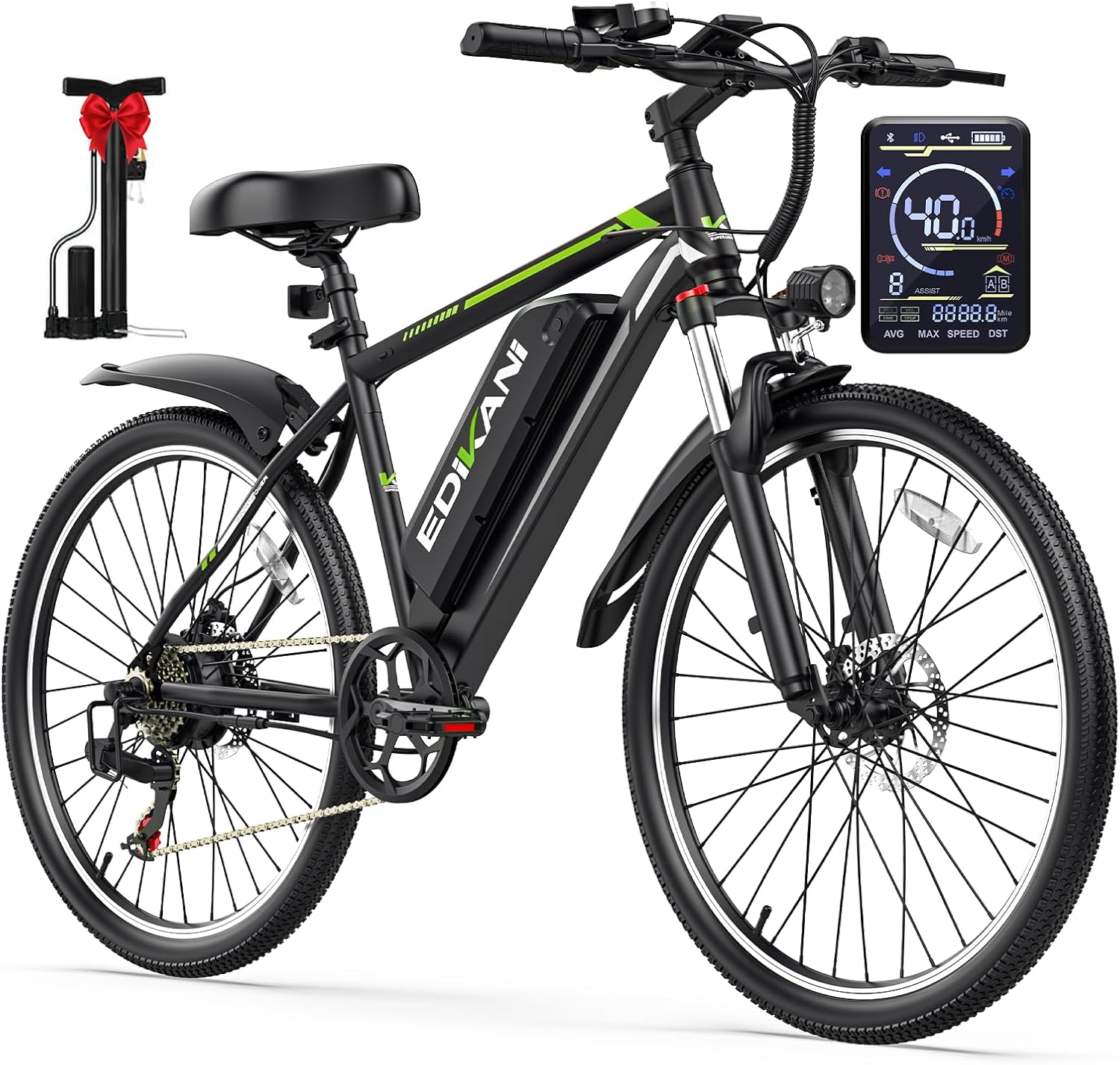 Electric Bike for Adults, Peak 1500W Ebike 70-80 Miles 648Wh Battery, 26" /29" Electric Mountain Bike 40KMH Fast Commuter Electric Bicycle, Lockable Front Suspension, 7-Speed Gear, Air Pump