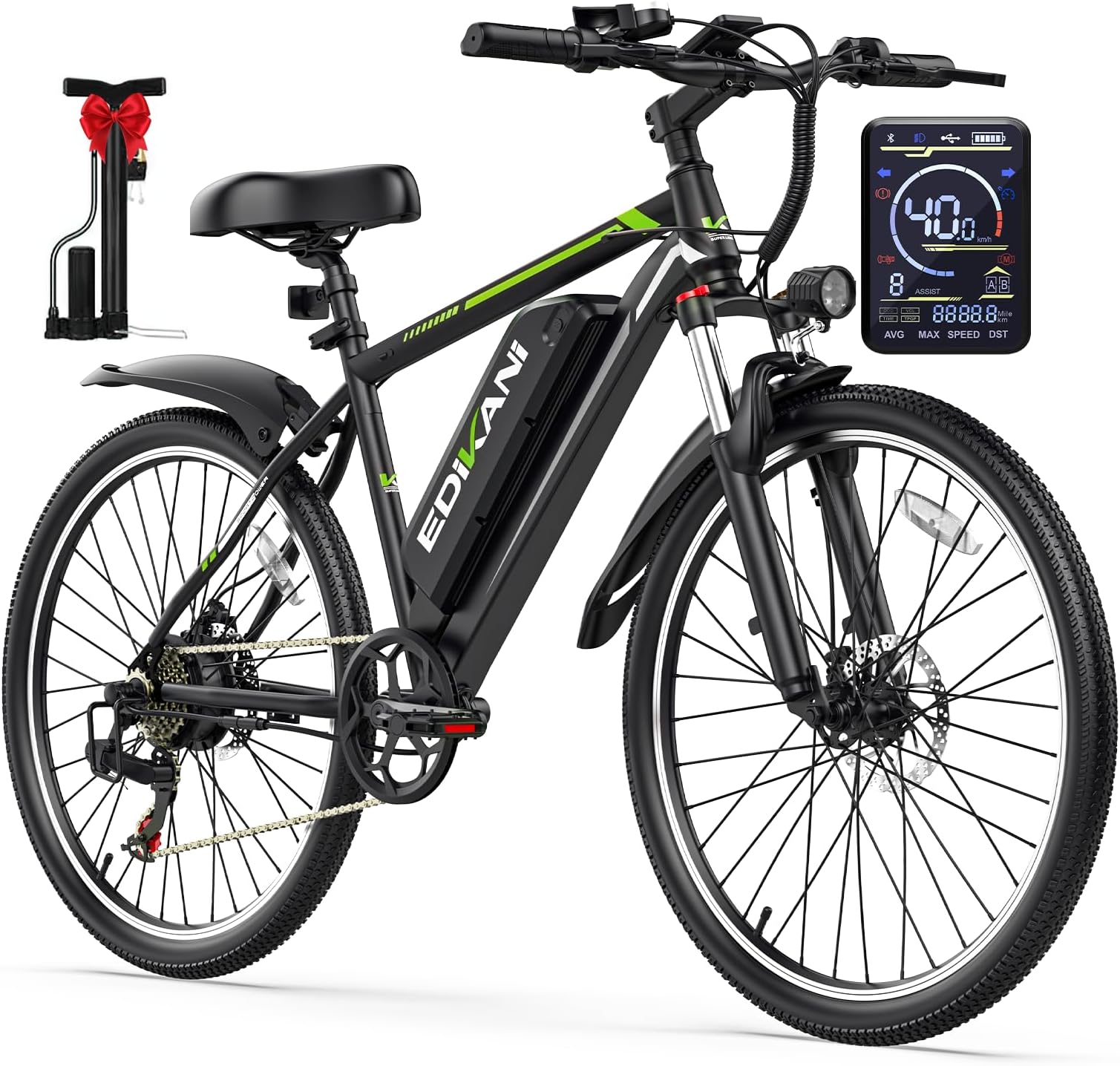 Electric Bike for Adults, Peak 1500W Ebike 26" Electric Mountain Bike 70 Miles Range, 648Wh Removable Battery, 40KMH Fast Commuter Electric Bicycle for Men, Lockable Front Suspension, 7-Speed Gears