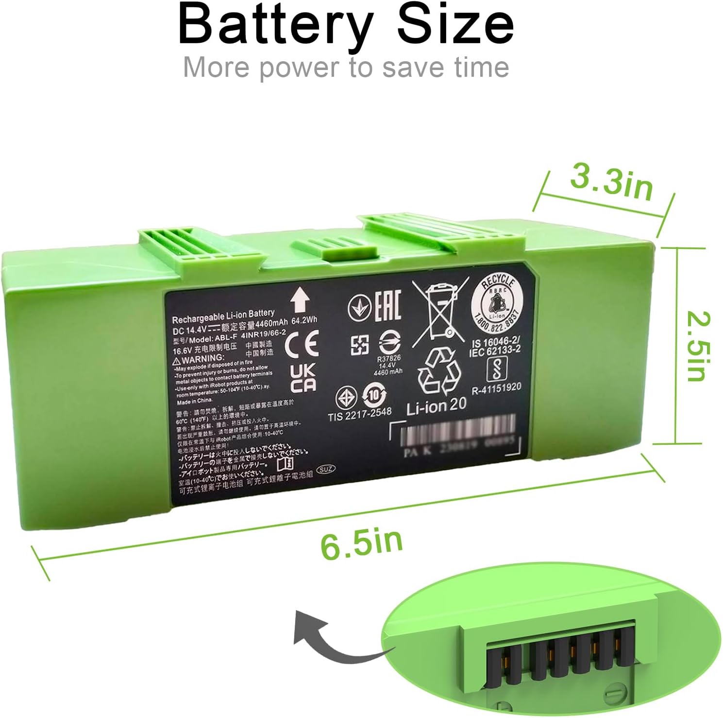 ABL-F Battery for iRobot Roomba i7 i7+ 7158 7150 7550 7558 i3 i3+ 3150 i4 i4+ 4150 i8 and e5 e6 e5150 e6198 Replacement Battery for Roomba i and e Series (not for iRobot Roomba Combo Series)