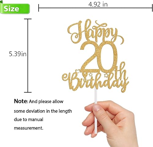 Miniatura 2 de Decoración para tartas de cumpleaños número 20, decoración de cumpleaños número 20 de los años 20, suministros de fiesta de cumpleaños de 20 años de