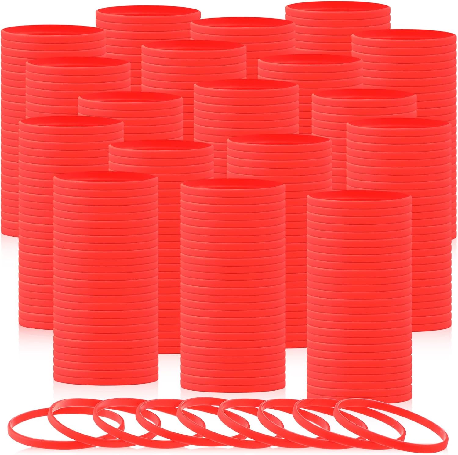 Liliful 400 Pcs Silicone Wristbands Solid Color Silicone Bracelets Blank Rubber Sports Rubber Wristbands Bracelets Stretch Bands for Adults Men Women Teen(Colorful)