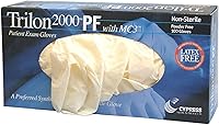 Vista 2 de Trilon 2000 PF con guantes de examen de vinilo MC3, sin polvo, sin látex, guantes médicos no estériles - marfil, tamaño mediano, 100 unidades, 1 caja