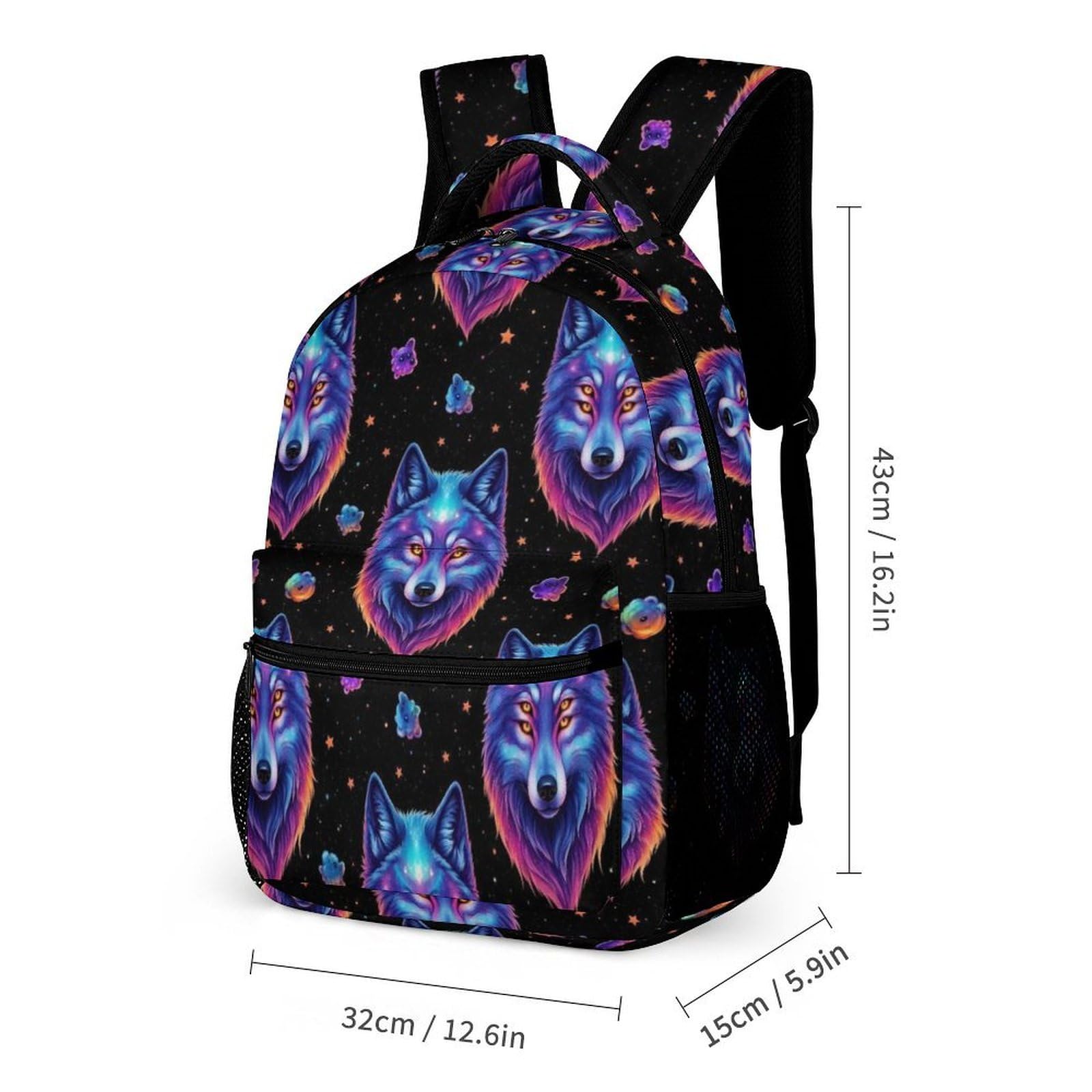 Ensemble sac à dos de voyage avec sac à lunch et trousse de maquillage Galaxy Wolf (2) Boîte et rangement