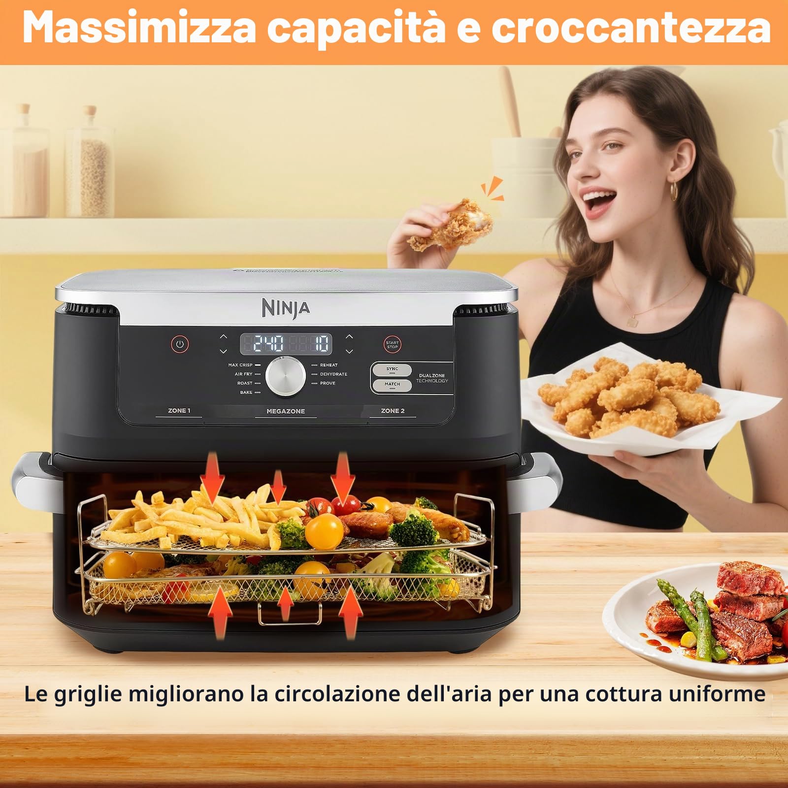 Friggitrice ad aria calda Accessori per Ninja Af500eu, Accessori Airfryer per Ninja Foodi Flexdrawer 10,4 l,