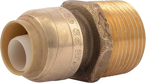 SharkBite Adaptador reductor MNPT de 1/2 pulgada x 3/4 pulgadas, empuje para conectar accesorios de plomería de latón, tubo PEX, cobre, CPVC, PE-RT,