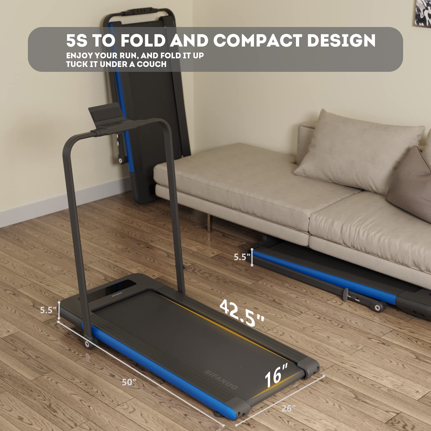 Snapklik.com : Bifanuo 2 In 1 Folding Treadmill, Smart Walking Running ...