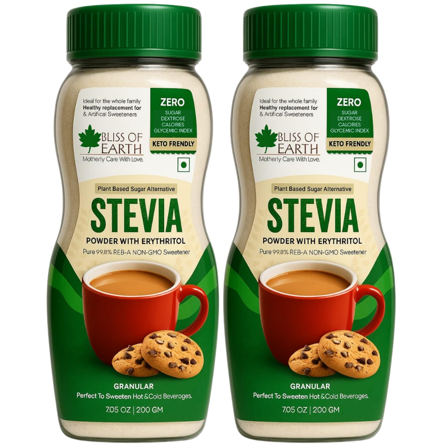 – Bliss of Earth Stevia Sugerfree Powder for Diabetic, Diet Sugar Sweetener For Keto diet, 99.8% REB-A Purity Stevia Sweetener With Erythritol, 2X200GM