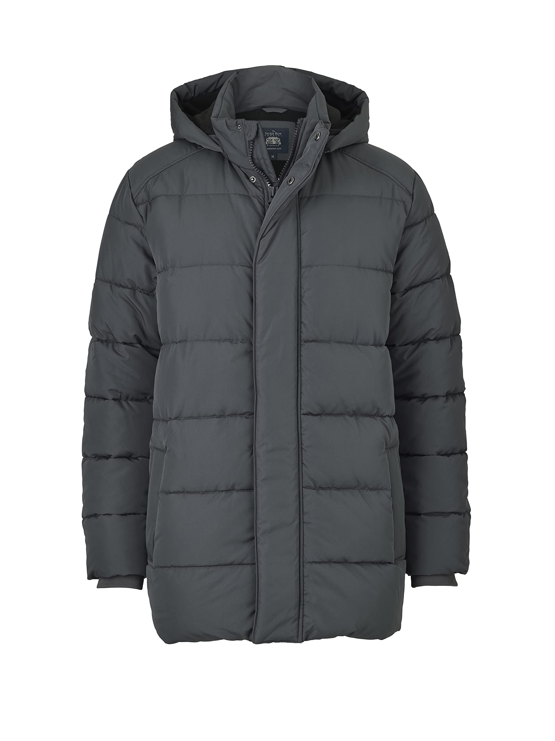 The Savile Row Company London Men's Dark Grey Luxury Quilted Puffer Jacket With Recycled Polyester Outer - Xl