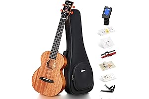 Enya Concert Ukulele 23" All Solid Mahogany Ukelele with Pickup and Cherry Blossom Pattern