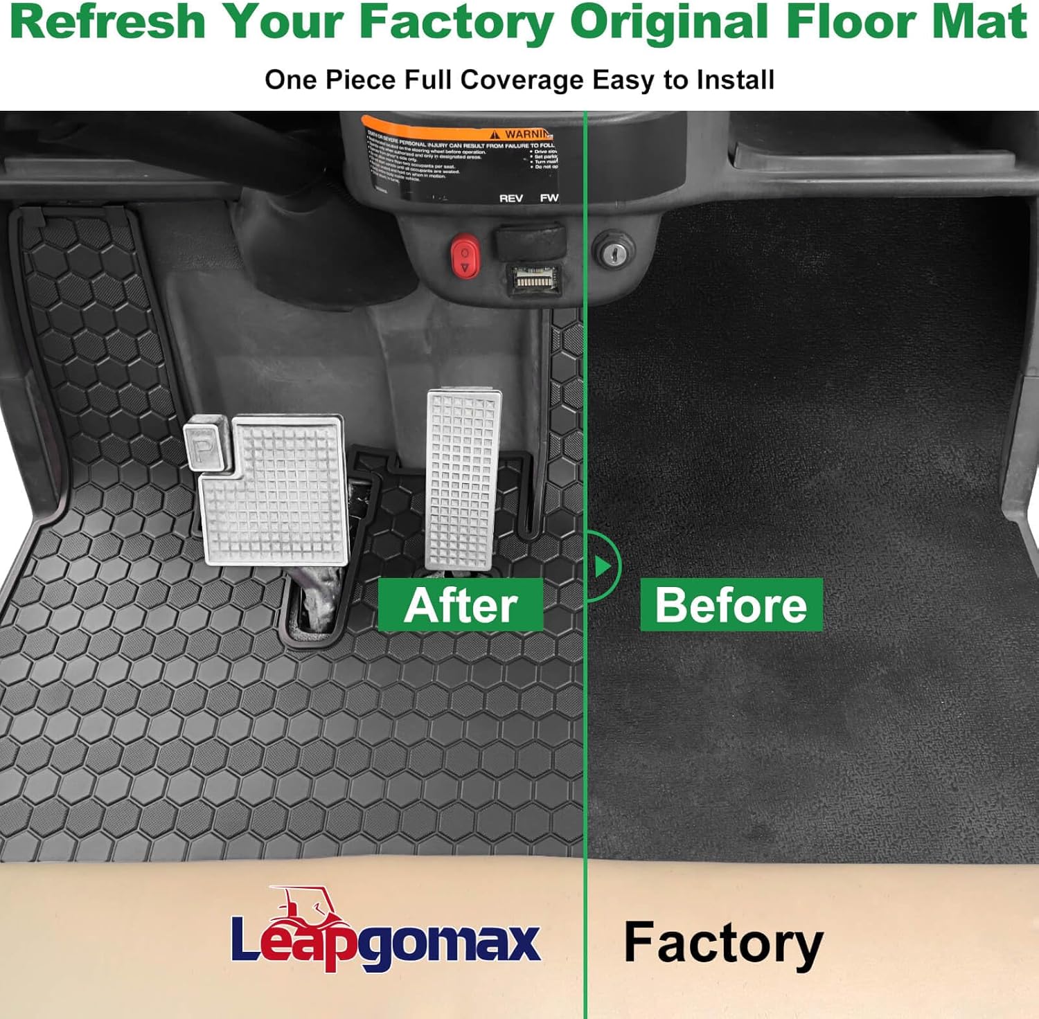 Golf Cart Floor Mat for Yamaha G29 Drive, Upgraded Non-Slip Full Coverage Liner Mats Replacement Thick Rubber, Fits Yamaha Drive (Gen1), G29, YDR, Adventurer (2007-2016)-Black Trim