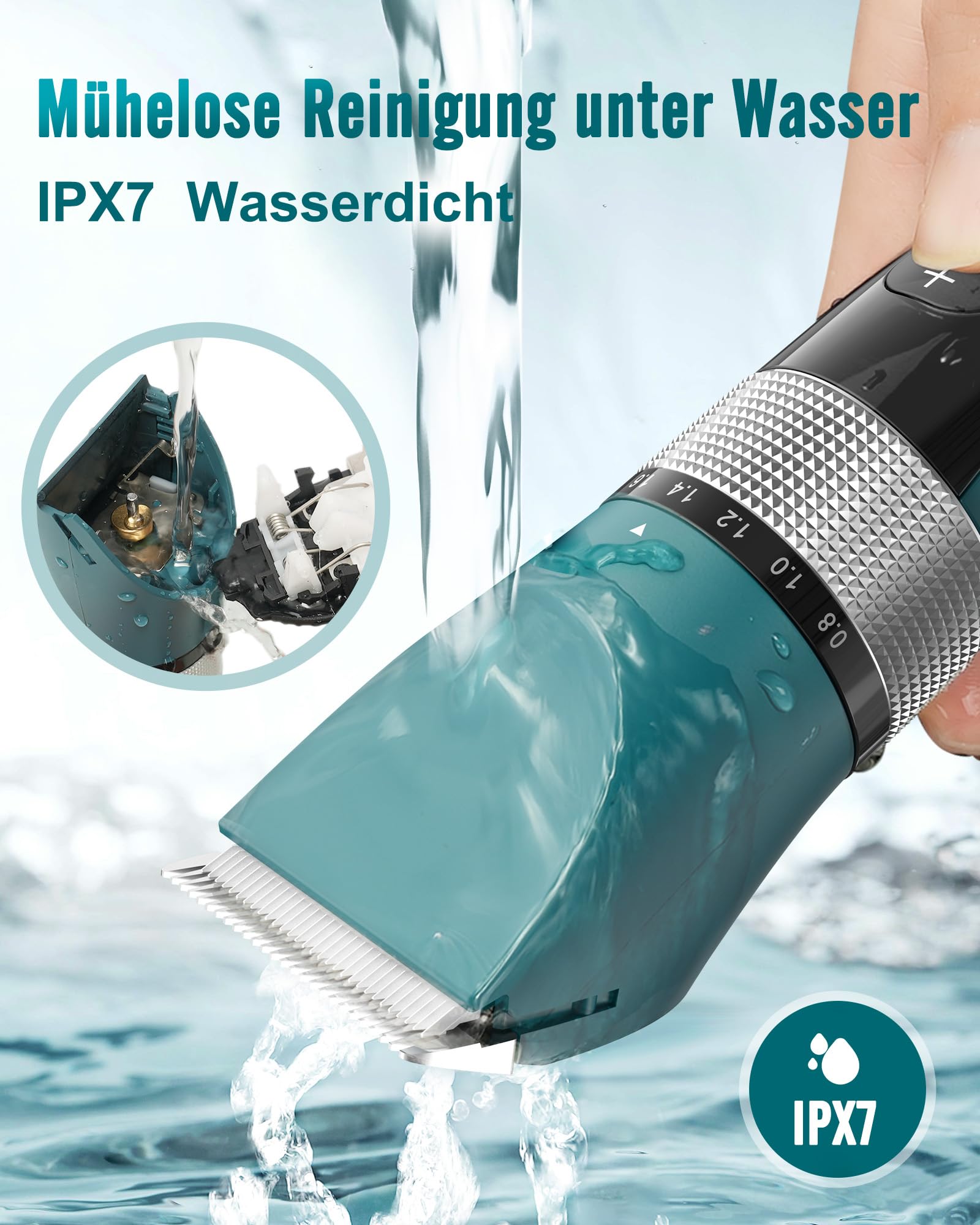 oneisall Schermaschine Katze Leise, Profi Haarschneidemaschine für langhaarkatzen, 5-Geschwindigkeiten Katzenrasierer mit LCD-Display, IPX6 Wasserdicht, Einfache Reinigung (Grün)