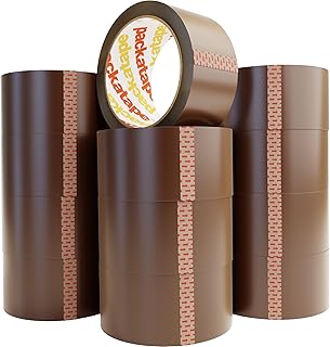 Packatape Brown Packaging Tape, Heavy Duty Packing Tape For Industrial And Warehouse Use, 12 Rolls 48mm X 66m