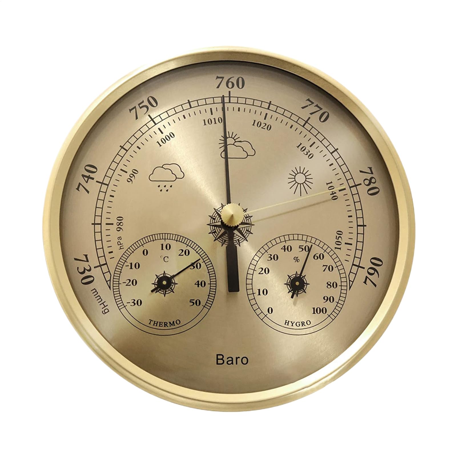 Fishing Barometer, Compact Design, 13.2x3.5cm, Portable Barometer With D-ial Design, Air Pressure Gauge Thermometer, Multi-Environment, For Boat Fishing Camping Marine Home