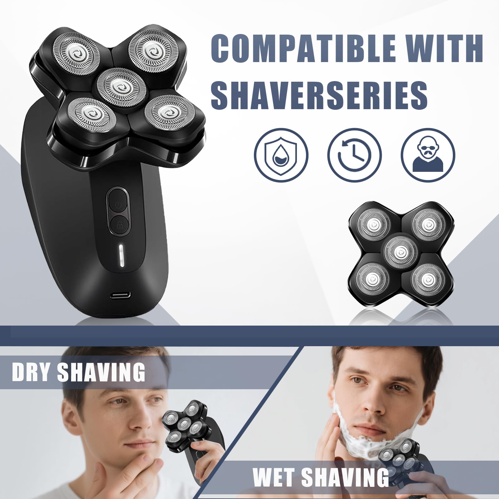 MANSCAPED The Dome Shaver Replacement Blades, 5-Blade Rotary Razor Head
