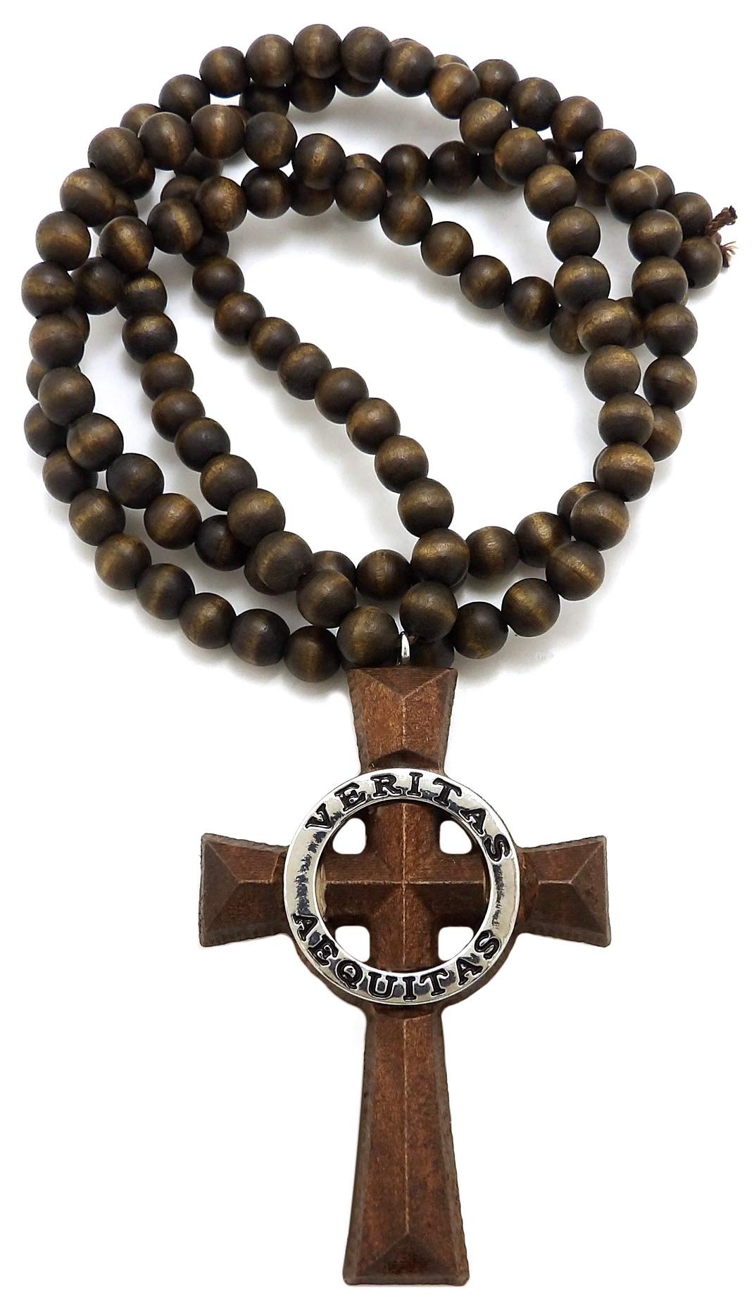 GWOOD Veritas Aequitas - Collar con colgante de madera, 3 1/8 x 2 1/8, Madera, Sin piedra preciosa