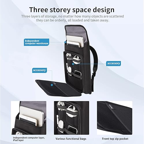 Vista 17 de Smatree Mochila rígida para laptop para hombre, compatible con portátiles de 16 a 18 pulgadas, Negro (Grande), Mochila