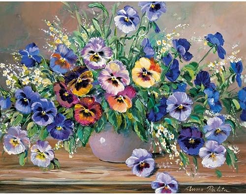 Vista 6 de ArtDirect - Paleta, Anna 18x15 Black Modern Framed Art Print Titled: Bouquet of pansies Black Modern Wood Frame,Black Modern Wood Frame with Double