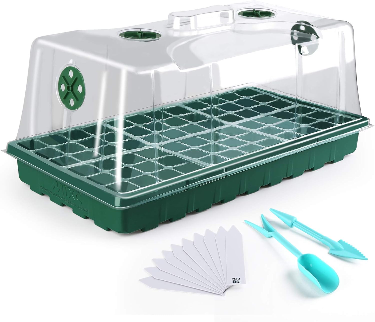 MIXC 5-Pack Strong Seed Starter Trays with Humidity Dome Plant Growing Tray Germination Seed Starting kit for Microgreens,Soil Blocks,Rockwool Cubes,Wheatgrass,Hydroponic,Fodder Systems, Heavy Duty