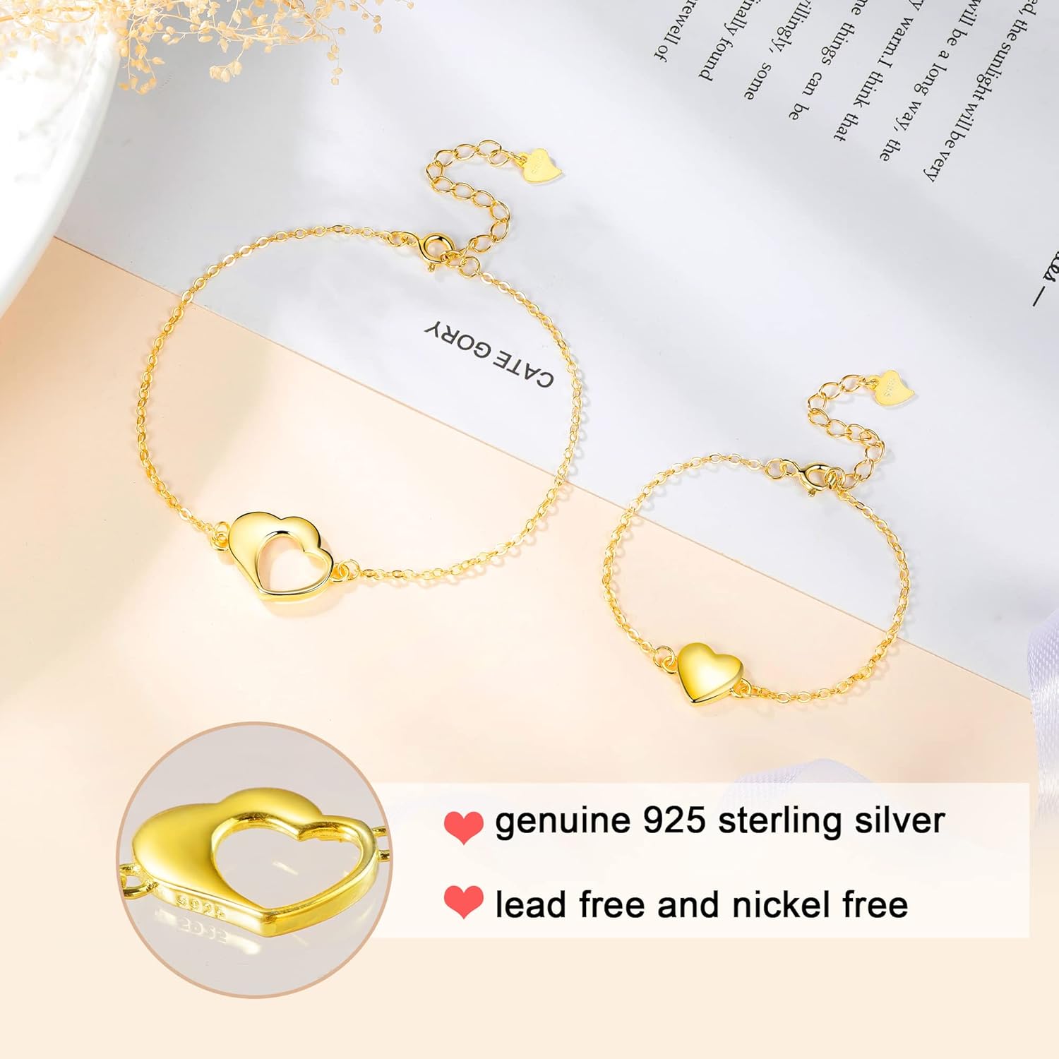 Mother and Baby Heart Bracelet 925 Sterling Silver, New Mom Gifts for Women After Birth, New born Infant Jewelry Gift