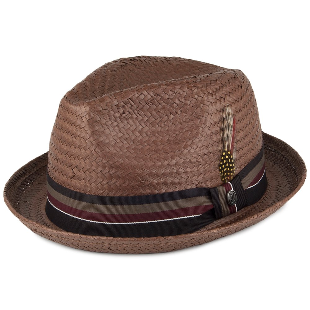 Jaxon & James Men's Brown Tribeca Straw Trilby Hat - Large