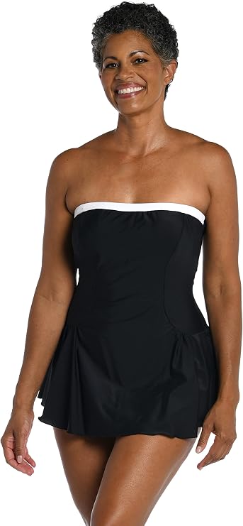 Maxine of Hollywood Women's Bandeau Swim Dress One Piece Swimsuit