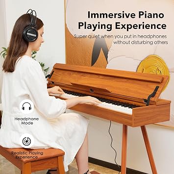 Digital Piano 88 Key Weighted Keyboard,Full-Size Desk Progressive Hammer-Action Electric Piano For Beginners, With Sheet Music Stand, Pedal,Power Adapter, Headphone Mode, Usb-Mid