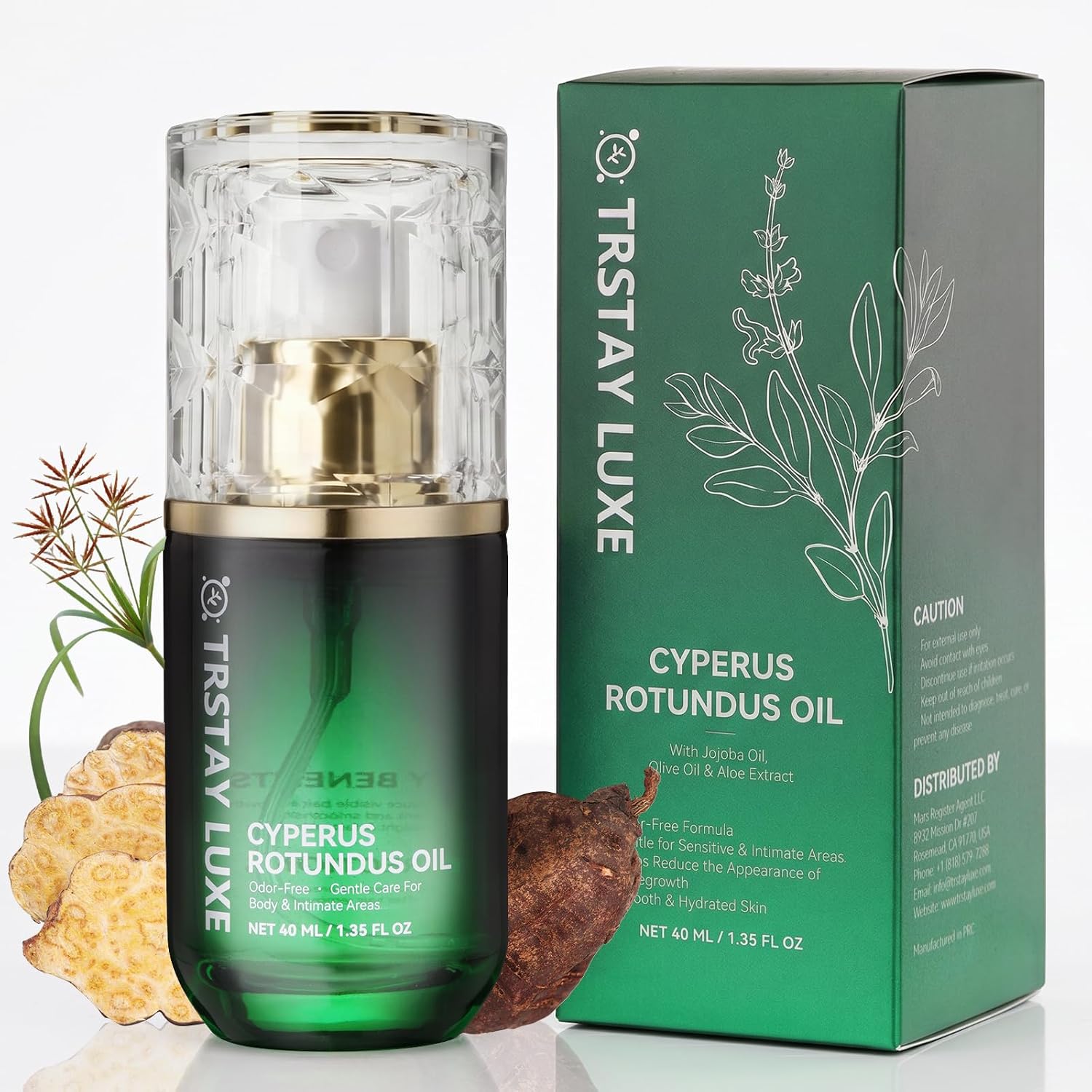 Cyperus Rotundus Oil Spray, 45% Deodorized Cyperus Complex for Hair Regrowth Appearance Care, Odor-Free Body Oil with Jojoba, Aloe & Squalane, Bikini Line & Underarms, 40 mL