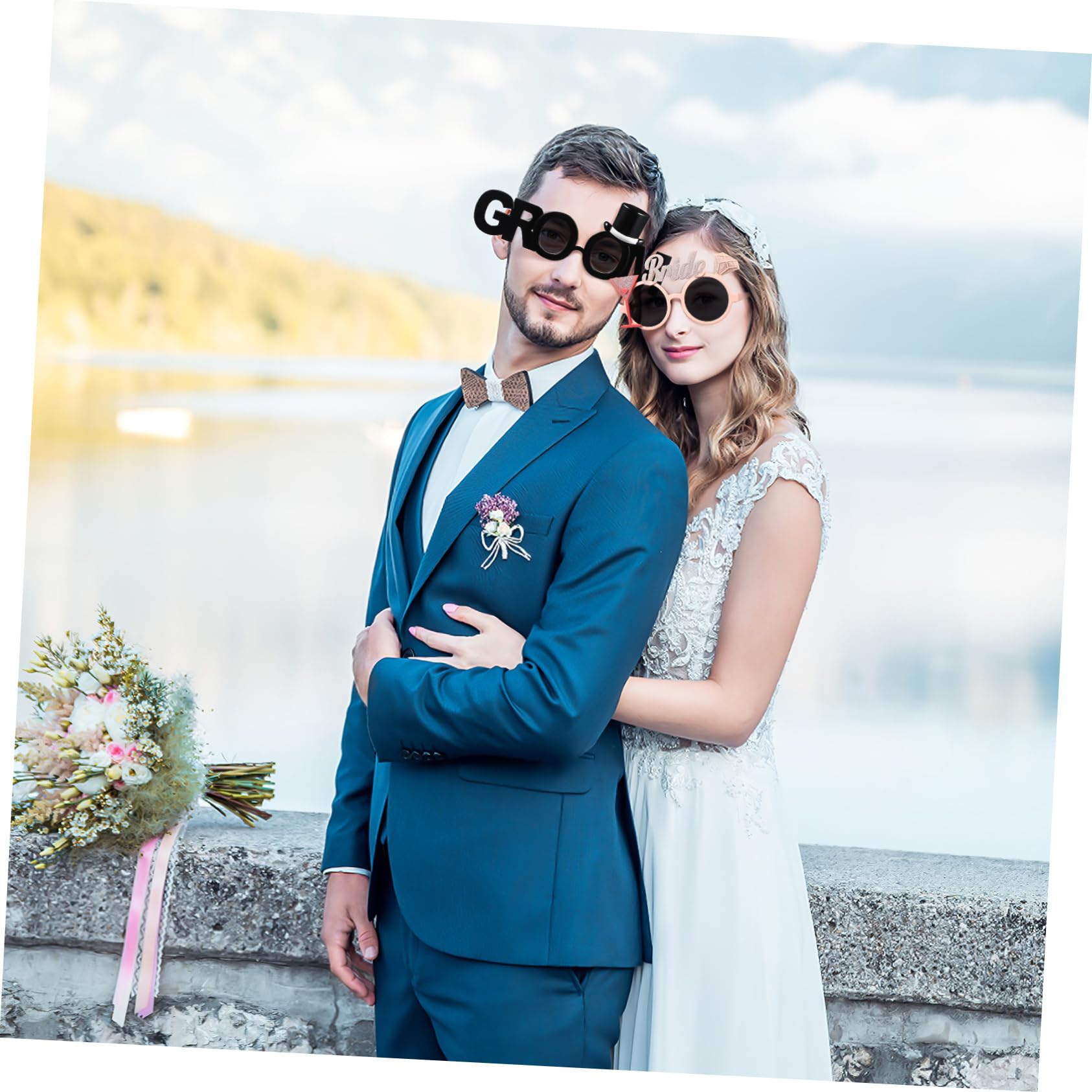 5 Sätze Braut Bräutigam Brille Wein Party Gläser Für Die Hochzeitsdusche Bräutigam Sonnenbrille Für Hochzeit Hochzeitsbrille Prop Requisiten Für Die Hochzeit Plastik 2 Stücke * 5