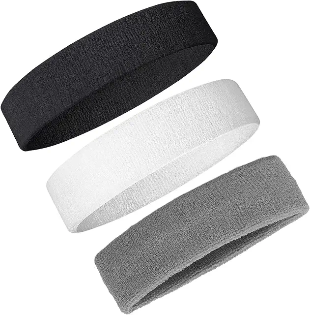 3-Pack Basketball Headbands for Men & Women - Sweat Absorbent Sports Headbands
