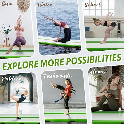 Miniatura 14 de Tuxedo Sailor Inflatable Gymnastics Mat with Electric Pump, Storage Bag, Repair Kit–Air Mat for Home Training, Cheerleading, Yoga Amarillo