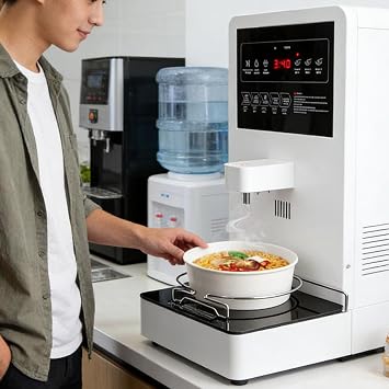 Ramen Cooker, Commercial Instant Noodle Maker, 2200W Touchscreen, Adjustable Heating, Low Noise, Automatic Water Control for Canteens and Restaurants