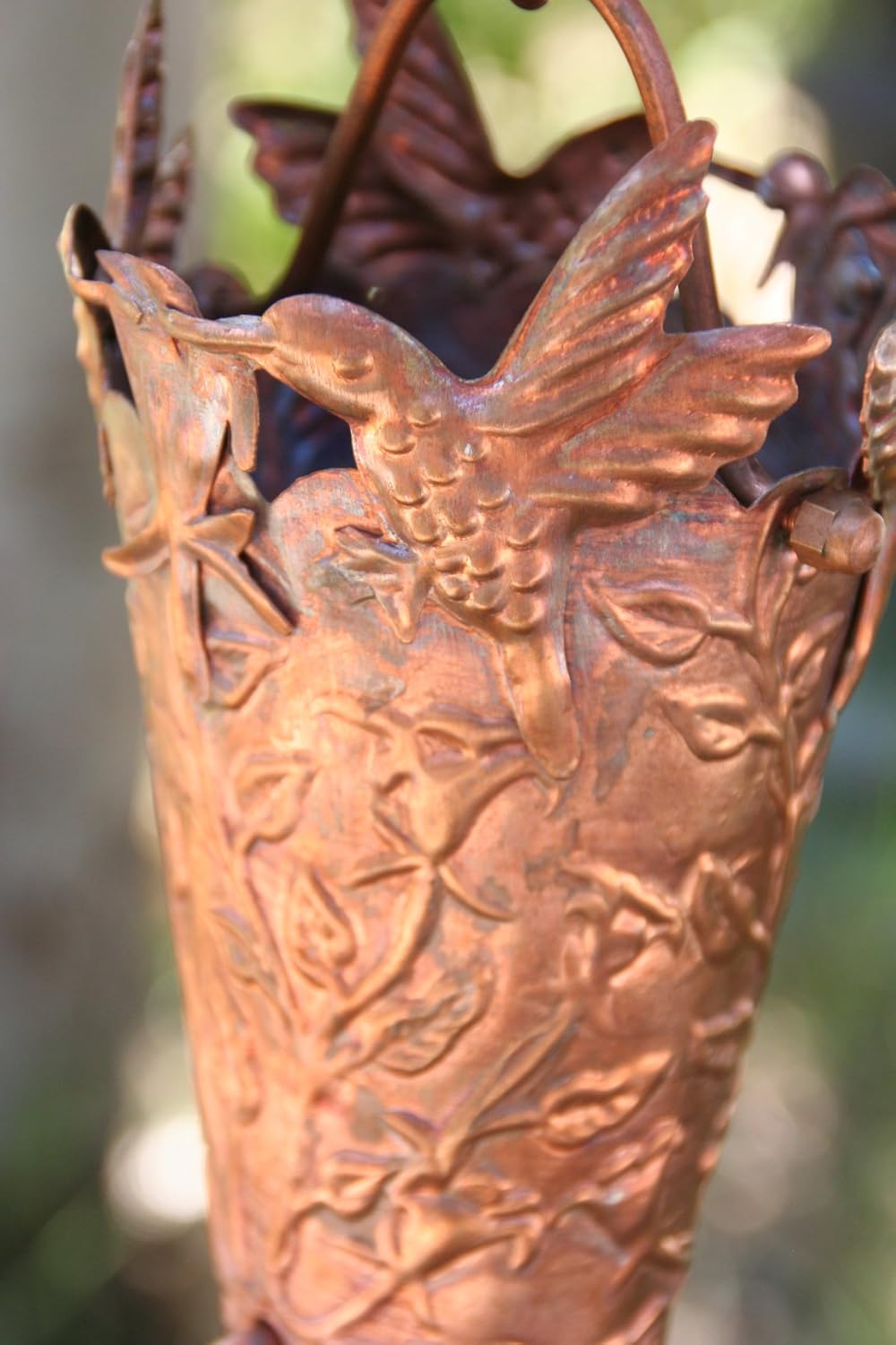 Nutshell Stores Hummingbird Theme Copper Rain Chain with Installation Kit (9 Foot)