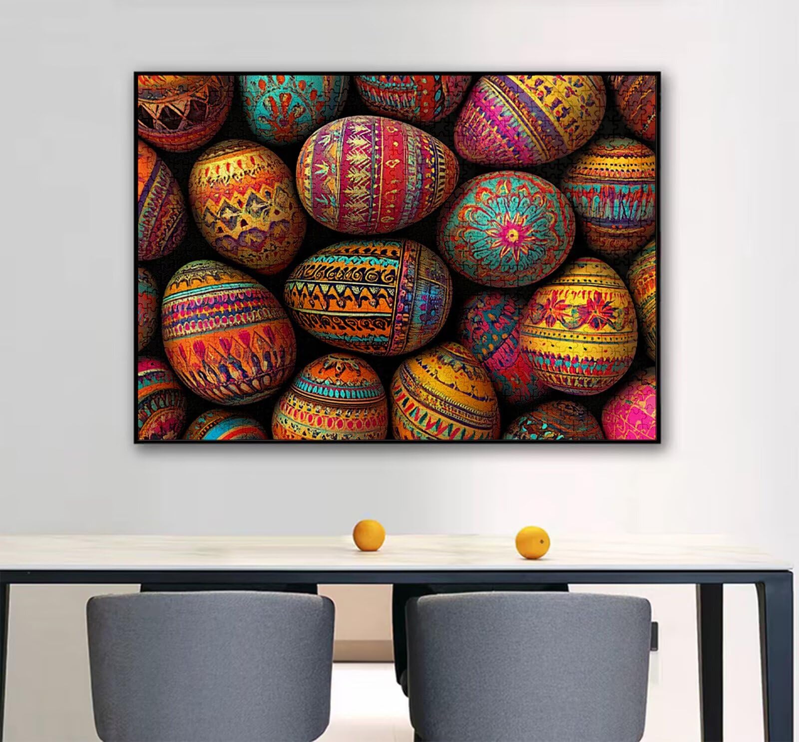 Puzzle 1314 Kawałki Jajko Wielkanocne Puzzle Wzór Bohemia, Drewno 75 x 50 cm z kompaktowym pudełkiem, plakat w tym kreatywna rozrywka gry inteligencja do dekoracji ścian domu, model31