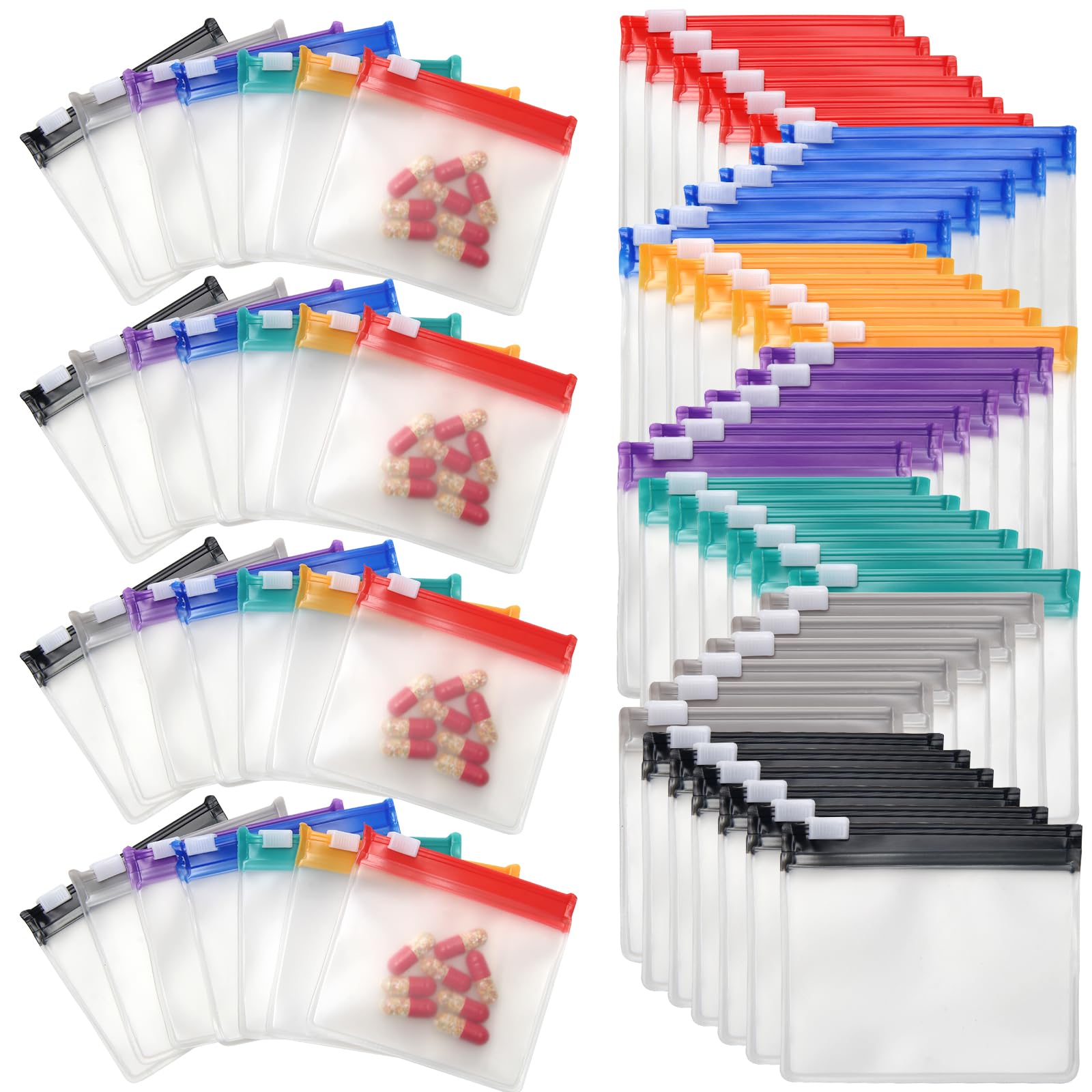 35&70 Pieces Pill Pouch Bags Zippered, Anglecai Reusable Pill Pouch for Medicine Bags Portable Self Sealing Travel Medicine Packets with Slide Lock