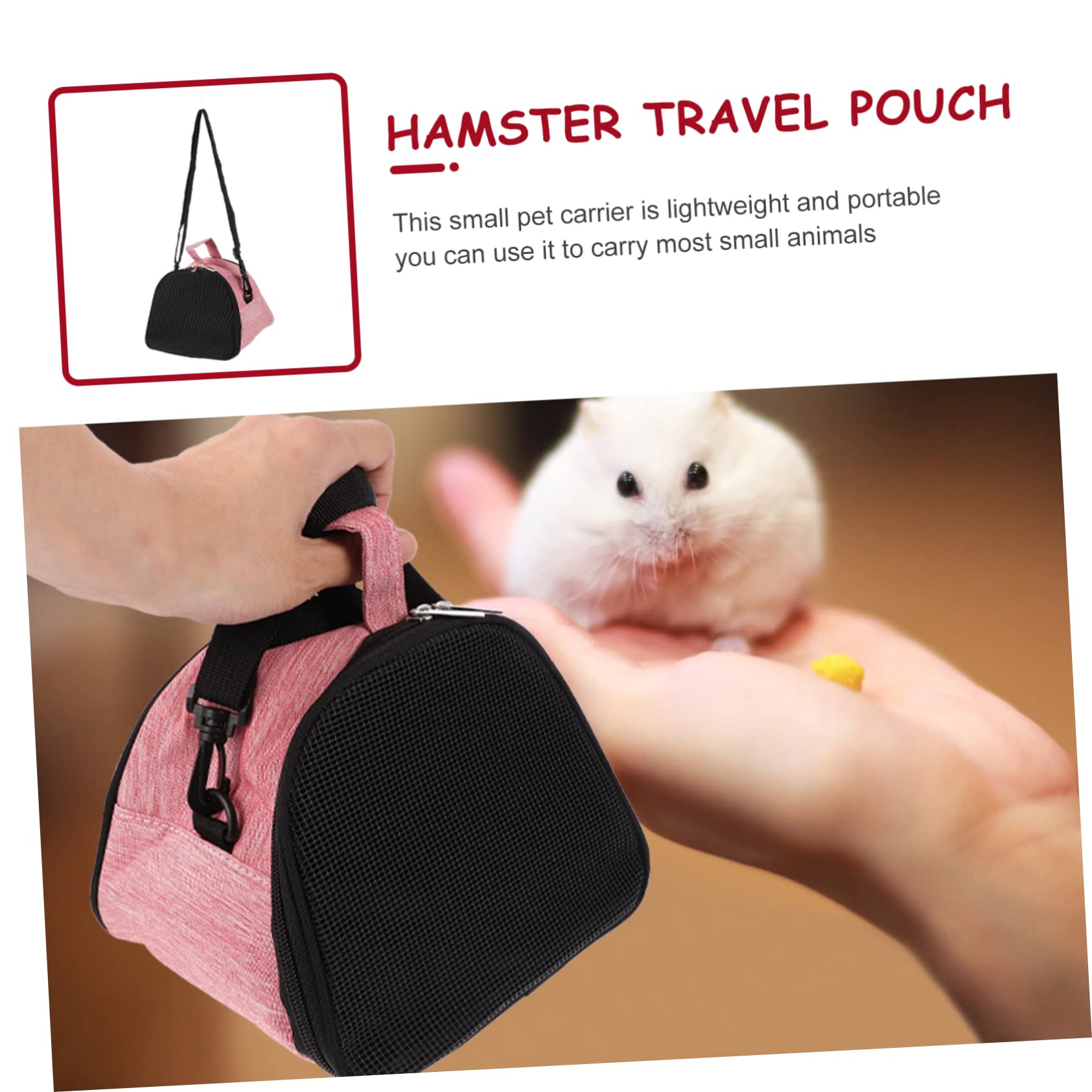 BELLIFFY Hamster Carrier Bag Guinea Pig Accessories Portable Breathable Rat Travel Bag Easy Zipper Closure