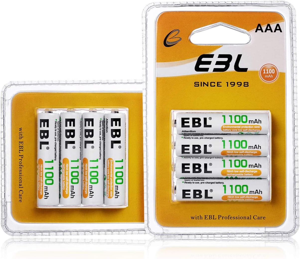 EBL AAA Rechargeable Batteries 1100mAh Triple A Battery 1.2V NiMH, Retail Pacakge 8 Packs