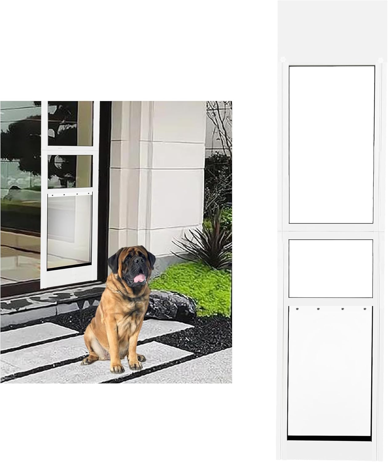 Extra Large Dog Door for Sliding Door,Adjustable Height 75.98"-81.1",Dog Door for Sliding Glass Doors XL,All-Metal Framed & Panel with Rotating Screws Can Slide Up and Down Along The Track